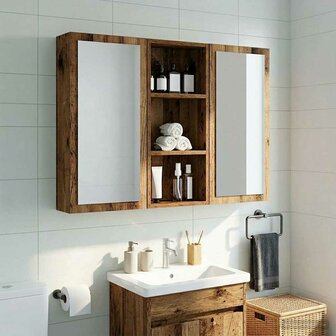 Badkamerwandkast Oudhout 30 x 14 x 70 cm Geconstrueerd hout 5
