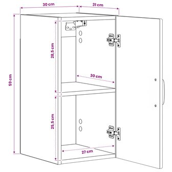 Badkamerwandkast HAARLEM Oud hout 30 x 31 x 59 cm Bewerkt hout 9