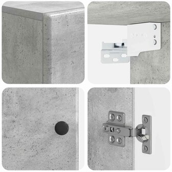 Badkamerwandkast BREDA Betongrijs 30 x 31 x 59 cm Bewerkt hout 7