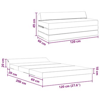 Opvouwbare slaapbankDonkergrijs 120 x 60 x 49 cm Stof 9