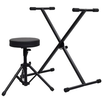 Keyboardstandaard en -kruk zwart 1