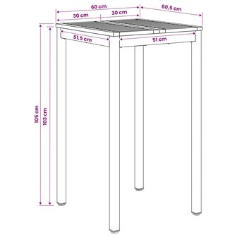 Tuin Bartafel Natuurlijk en Wit 60 x 60,5 x 105 cm 8