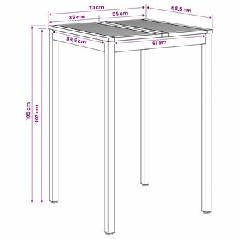 Tuin Bartafel Naturel en Zwart 70 x 68,5 x 105 cm 8