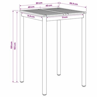 Tuin Bartafel Natuurlijk en Koffie 80 x 80,5 x 105 cm 8