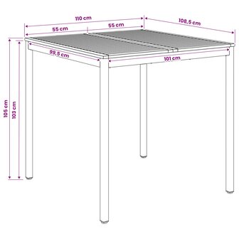 Tuin Bartafel Natuurlijk en Wit 110 x 108,5 x 105 cm 8