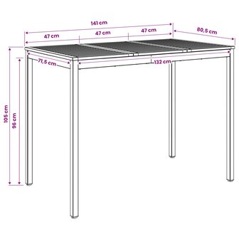 Tuin Bartafel Naturel en Zwart 141 x 80,5 x 105 cm 9