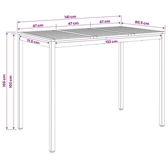 Tuin Bartafel Natuurlijk en Koffie 141 x 80,5 x 105 cm 9