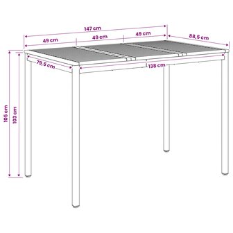 Tuin Bartafel Natuurlijk en Wit 147 x 88,5 x 105 cm 9