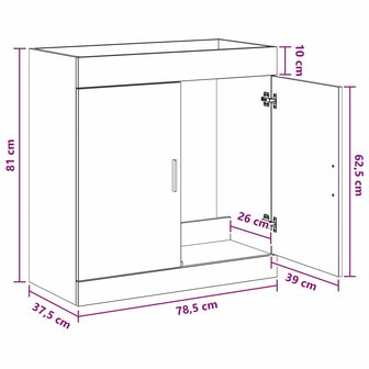 Wastafelkast Artisanaal eiken 78,5 x 37,5 x 81 cm 9