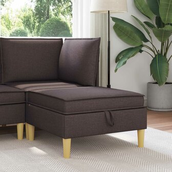 Hocker met Opslag Donkerbruin Stof 1