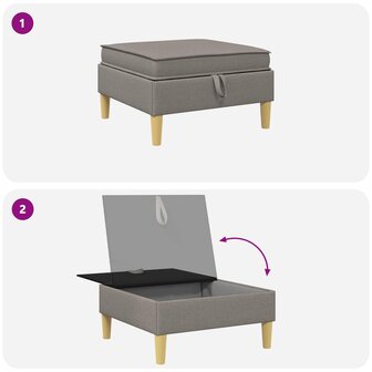 Hocker met Opslag Taupe 70 x 70 x 40 cm Stof 8
