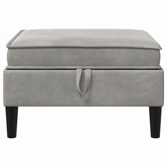 Hocker met Opslag Lichtgrijs Fluweel 4