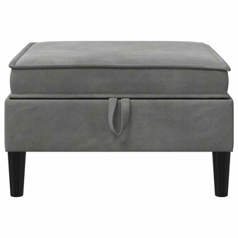 Hocker met Opslag Donkergrijs Fluweel 4