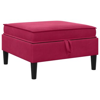 Hocker met Opslag Wijnrood Fluweel 2