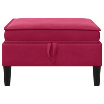 Hocker met Opslag Wijnrood Fluweel 4