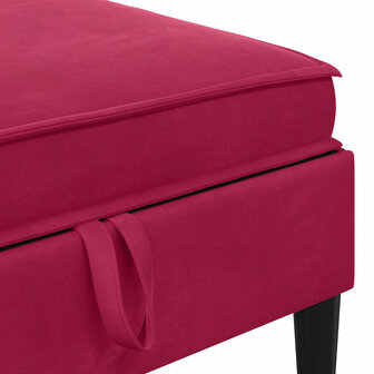 Hocker met Opslag Wijnrood Fluweel 7
