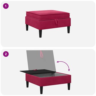 Hocker met Opslag Wijnrood Fluweel 8