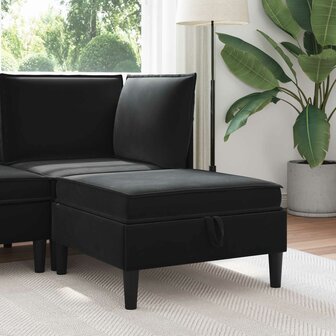Hocker met Opslag Zwart Fluweel 1