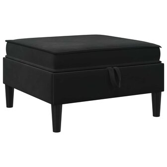 Hocker met Opslag Zwart Fluweel 2
