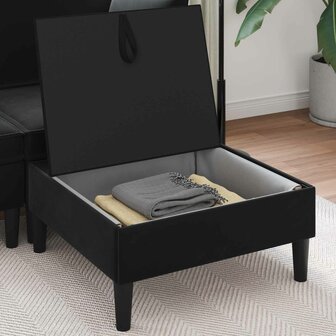 Hocker met Opslag Zwart Fluweel 3