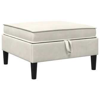 Hocker met Opslag Cr&egrave;mekleurig Fluweel 2
