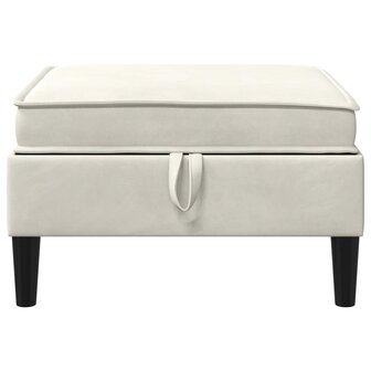 Hocker met Opslag Cr&egrave;mekleurig Fluweel 4
