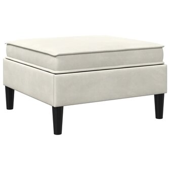 Hocker met Opslag Cr&egrave;mekleurig Fluweel 6