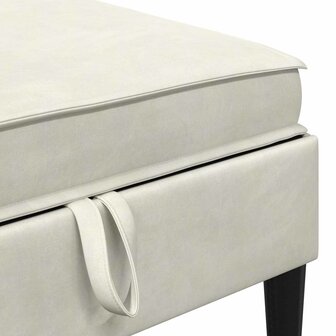 Hocker met Opslag Cr&egrave;mekleurig Fluweel 7