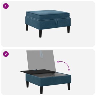 Hocker met Opslag Blauw Fluweel 8