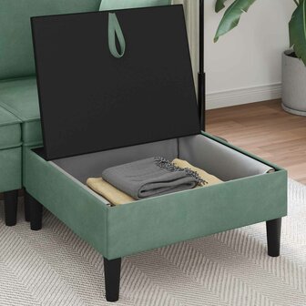Hocker met Opslag Zeegroen Fluweel 3