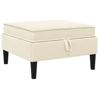 Hocker met Opslag Cr&egrave;mekleurig Fluweel 2