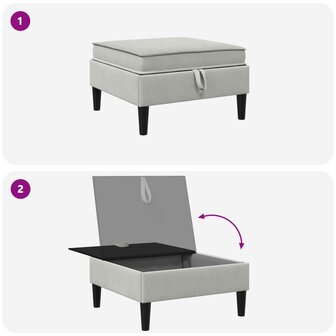 Hocker met Opslag Lichtgrijs Fluweel 8