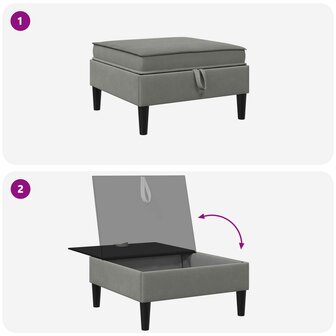 Hocker met Opslag Donkergrijs Fluweel 8