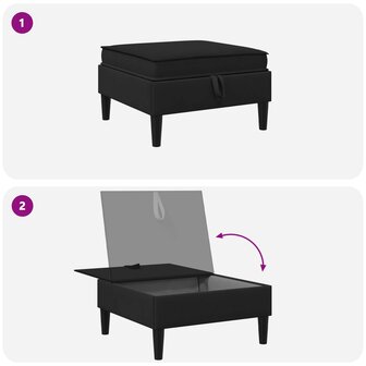 Hocker met Opslag Zwart Fluweel 8