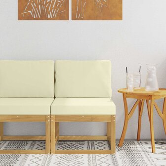 Buiten bankenset Wit en cr&egrave;mekleurig 59 x 63 x 73 cm 1