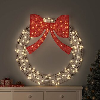 KerstKerstkrans 60 LED&amp;apos;s Warmwit 121 x 121 x 10 cm PET 1