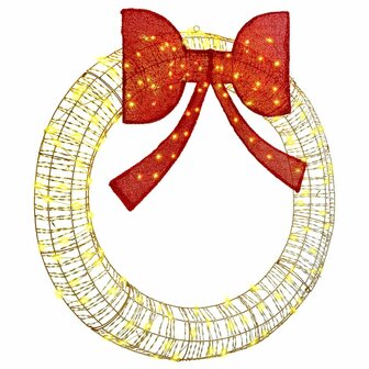 KerstKerstkrans 60 LED&amp;apos;s Warmwit 121 x 121 x 10 cm PET 2