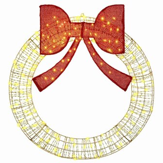 KerstKerstkrans 60 LED&amp;apos;s Warmwit 121 x 121 x 10 cm PET 4