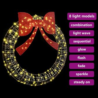 KerstKerstkrans 60 LED&amp;apos;s Warmwit 121 x 121 x 10 cm PET 9