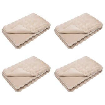 Antislip deken van imitatie konijnenbont Olite 4 st Beige 2