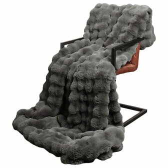 Antislip deken van imitatie konijnenbont Olite Donkergrijs 3
