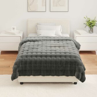 Antislip deken van imitatie konijnenbont Olite 4 st Donkergrijs 4