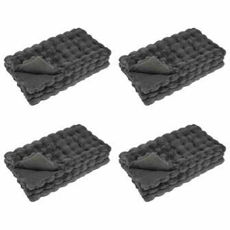 Antislip deken van imitatie konijnenbont Olite 4 st Donkergrijs 2