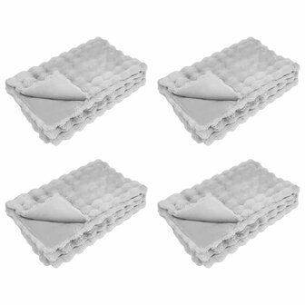 Antislip deken van imitatie konijnenbont Olite 4 st Grijs 2
