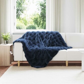 Antislip deken van imitatie konijnenbont Olite 4 st Marineblauw 1