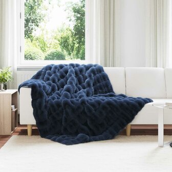 Antislip deken van imitatie konijnenbont Olite 4 st Marineblauw 1
