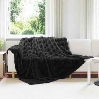 Antislip deken van imitatie konijnenbont Olite 4 st Zwart 1