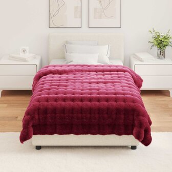 Antislip deken van imitatie konijnenbont Olite Bordeaux Rood 4