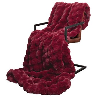 Antislip deken van imitatie konijnenbont Olite Bordeaux Rood 3