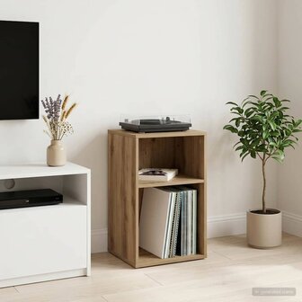 Platenkast Artisanaal eiken 38 x 33 x 61 cm Bewerkt hout 1
